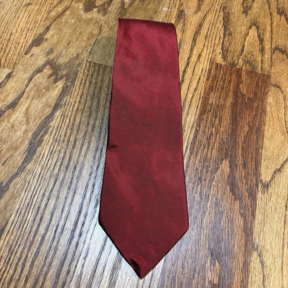 Lauren Ralph Lauren Red Silk Cotton Necktie Hand Finished USA